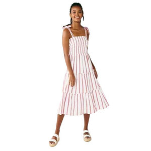 Draper James Smocked Midi Dress XL – Tie Strap Cottagecore Picnic Vibes